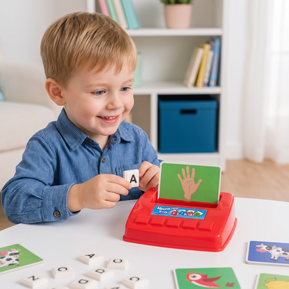 Interactief Spelling- En Woordkoppelingsspel – Educatief Speelgoed Voor Lees- En Schrijfvaardigheid Voor Kleuters Met Afbeeldingskaarten En Letterkaartjes