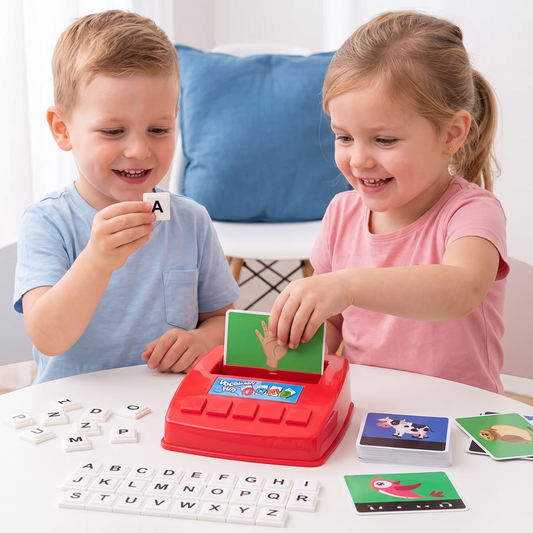 Interactief Spelling- En Woordkoppelingsspel – Educatief Speelgoed Voor Lees- En Schrijfvaardigheid Voor Kleuters Met Afbeeldingskaarten En Letterkaartjes