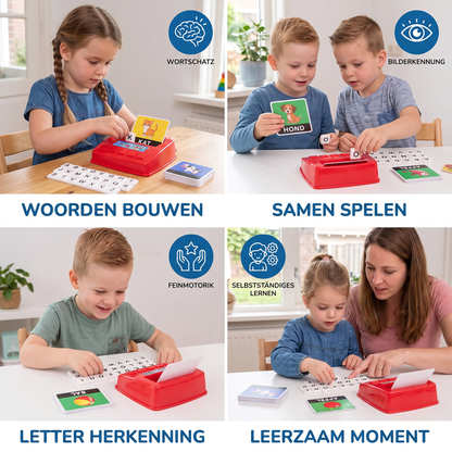 Interactief Spelling- En Woordkoppelingsspel – Educatief Speelgoed Voor Lees- En Schrijfvaardigheid Voor Kleuters Met Afbeeldingskaarten En Letterkaartjes