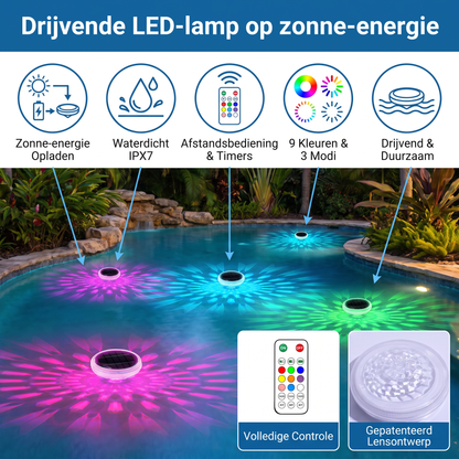 Drijvende LED-lamp op zonne-energie met afstandsbediening