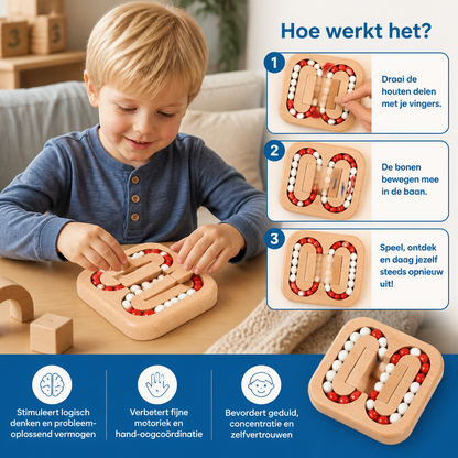 Handgemaakt Educatief Draaiende Bonen Vingerspel – Houten Denkspel Voor Kinderen