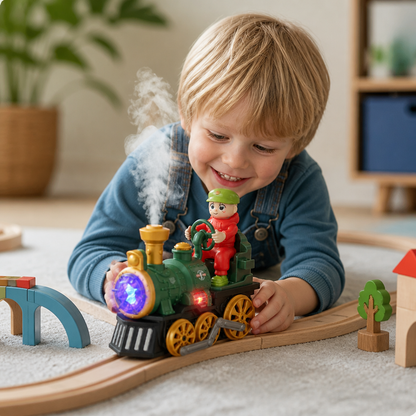 Schattige Speelgoedstoomtrein Met Licht, Muziek & Stoomeffect