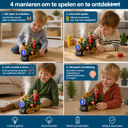 Schattige Speelgoedstoomtrein Met Licht, Muziek & Stoomeffect