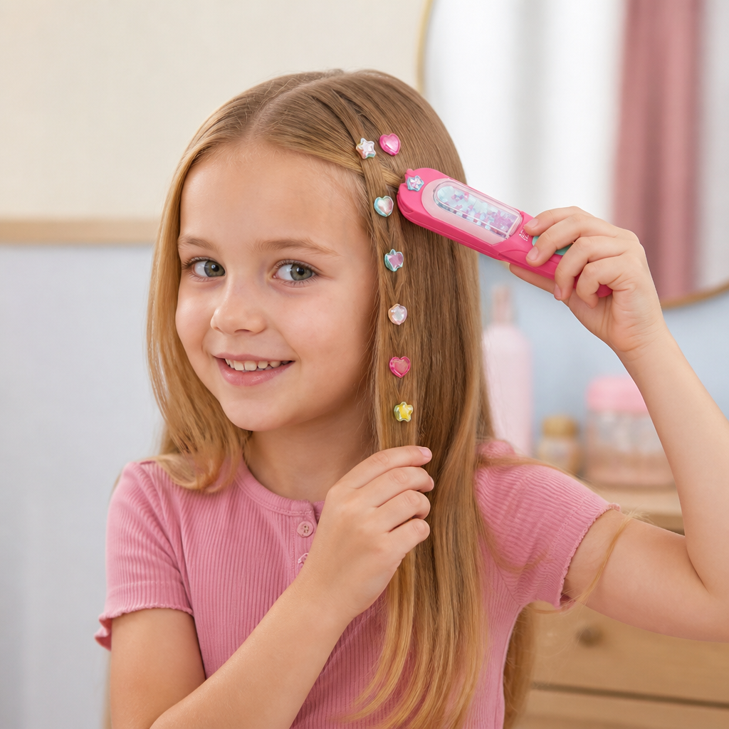Haar-Glinstersteen Stempelset Voor Kinderen – Stylingkit Met Herbruikbare Strasssteentjes