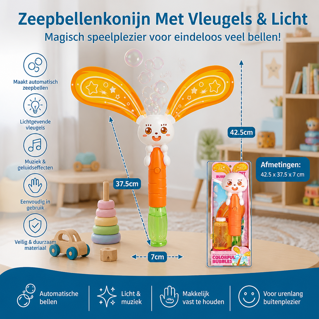 Zeepbellenkonijn Met Vleugels & Licht – Bubble Maker Voor Kinderen