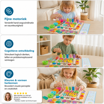 Montessori 6-in-1 Hengelspel Van Hout – Leerspel Voor Getallen, Kleuren & Fijne Motoriek