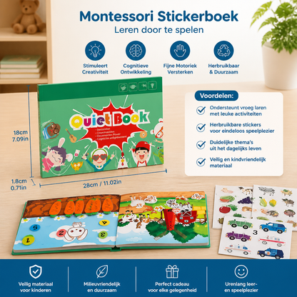 Montessori Stickerboek Voor Kinderen – Herbruikbaar Leer- & Bezigheidsboek