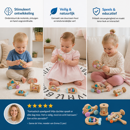 Baby Houten Cadeauset – Rammel- & Muziekspeelgoed Voor Pasgeborenen