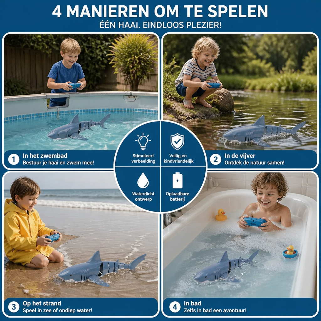 Op Afstand Bestuurbare Waterhaai – RC Zwemrobot Voor Kinderen