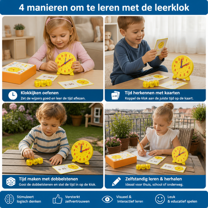 Leerklok Voor Kinderen – Interactief Klokkijken Met Kaarten & Dobbelstenen