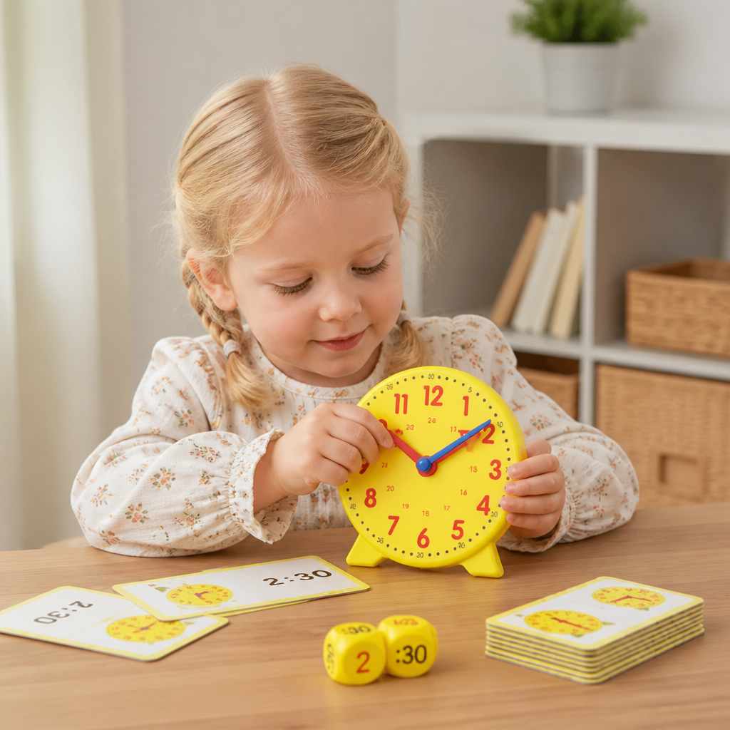 Leerklok Voor Kinderen – Interactief Klokkijken Met Kaarten & Dobbelstenen