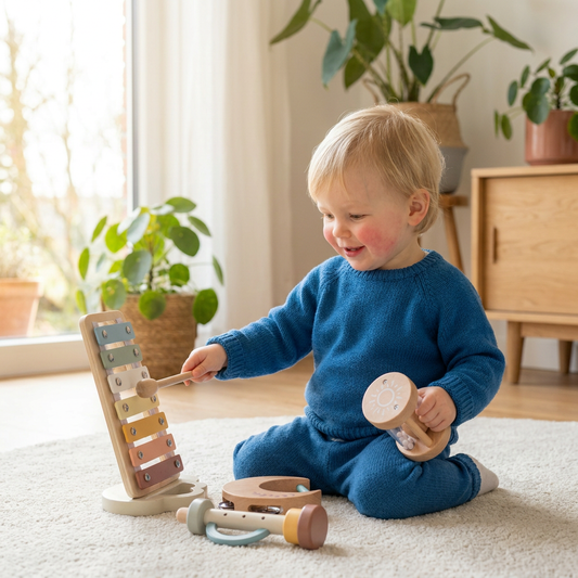 Baby Houten Klankspel Set – 6-Delig Sensorisch Muziek- & Klankspeelgoed