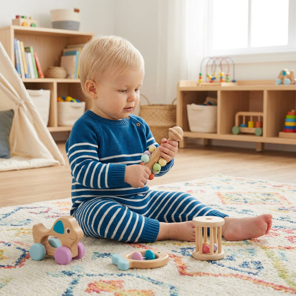Baby Houten Cadeauset – Rammel- & Muziekspeelgoed Voor Pasgeborenen