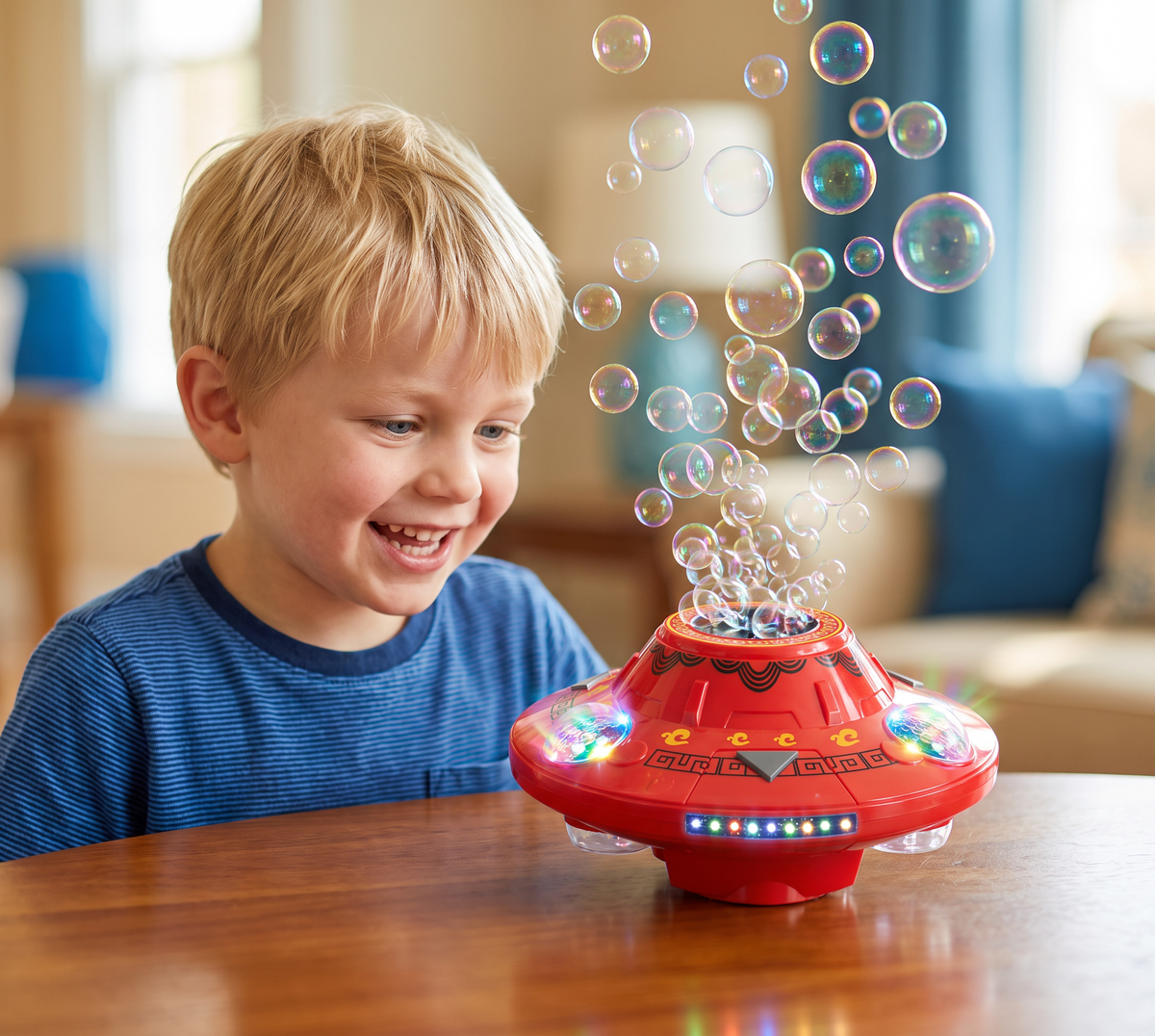 Lichtgevende UFO-Bellenblaasmachine voor Kinderen – Oplaadbare Bellenblaastol met Lichteffecten