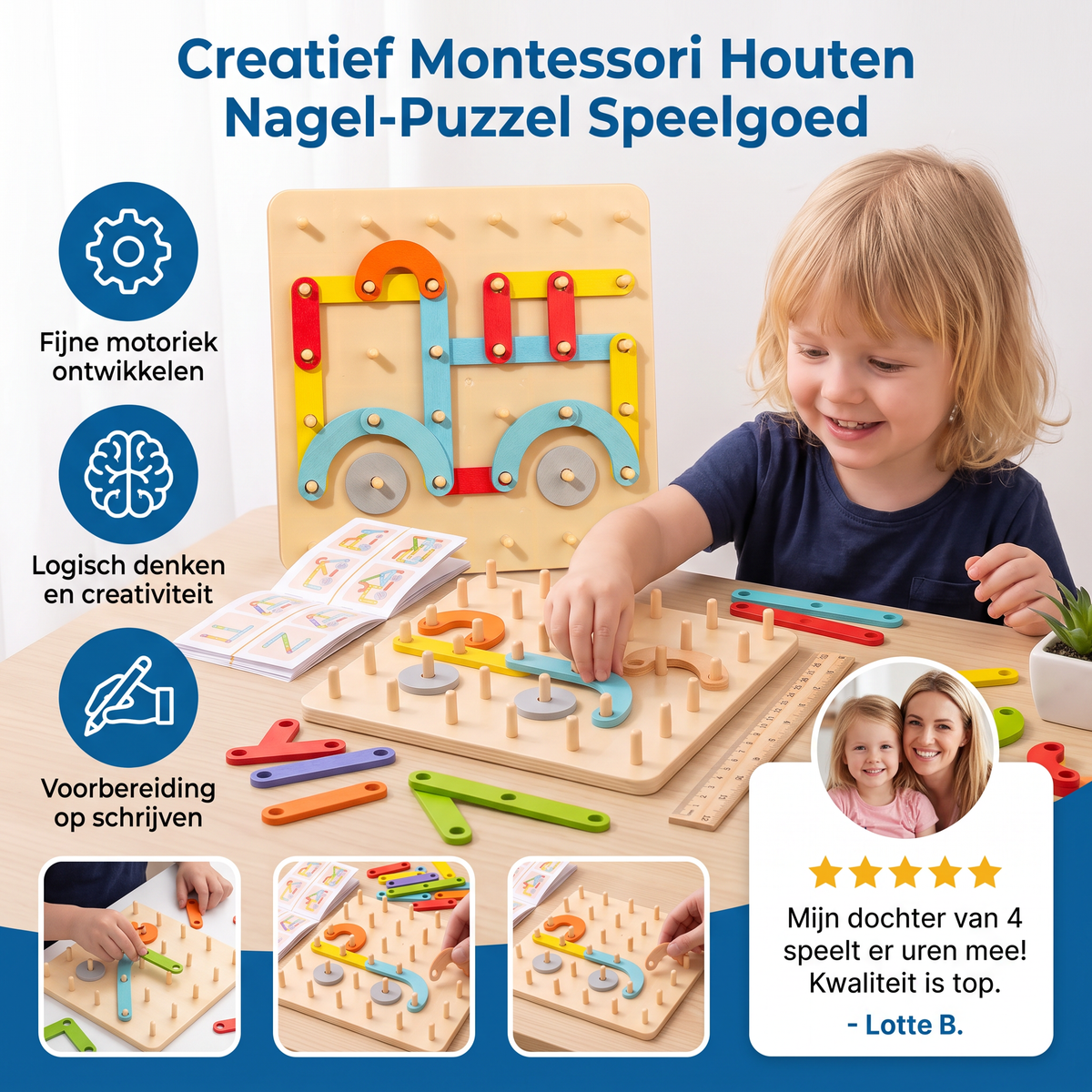 Creatief Montessori houten nagel-puzzel speelgoed