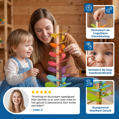 Montessori regenboog knikkerhouten toren