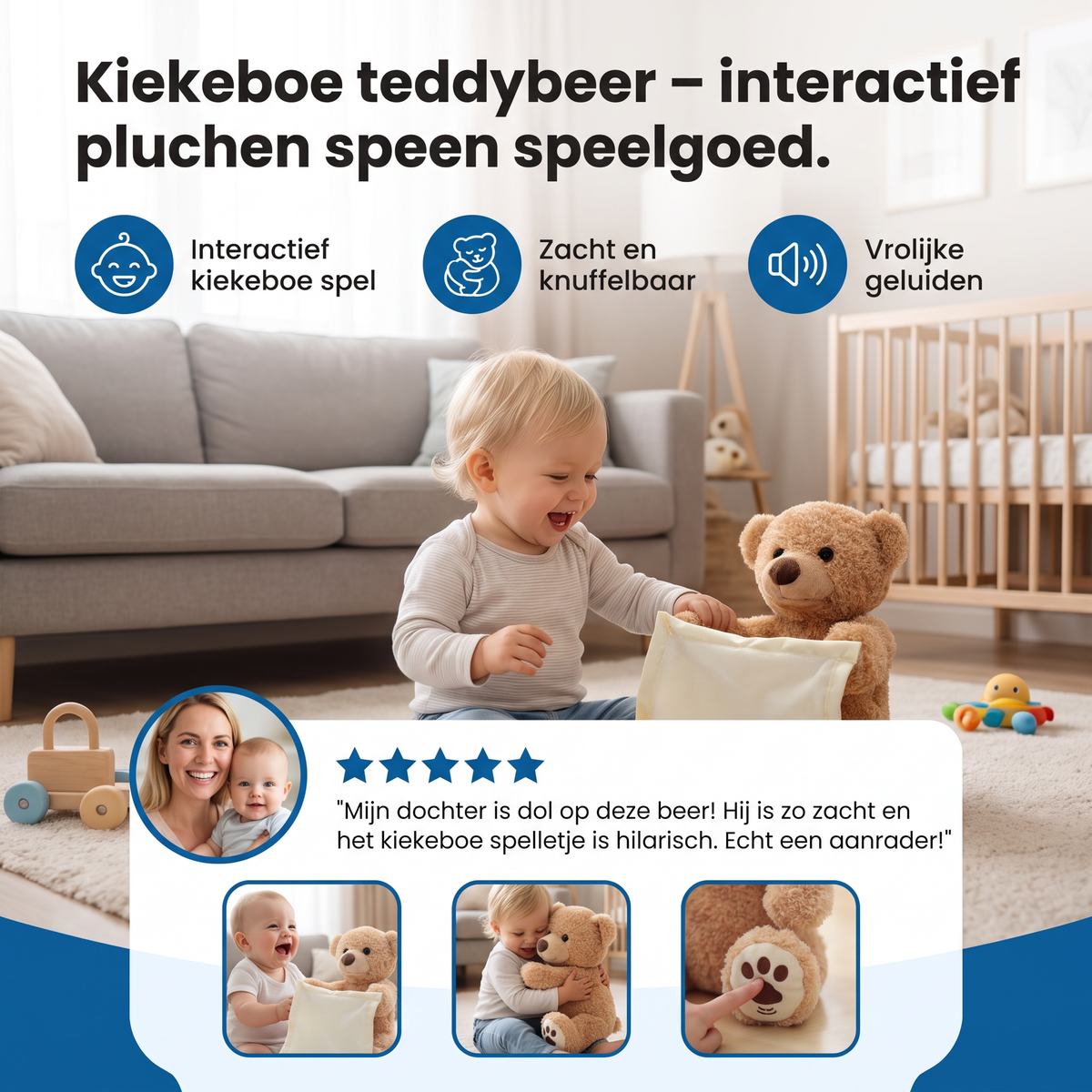 Kiekeboe teddybeer – interactief pluchen speelgoed