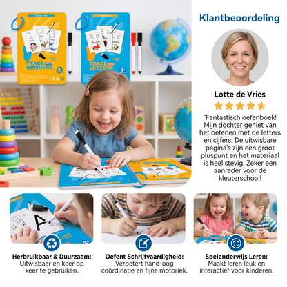 Herbruikbaar cijfer- en letteroefenboek voor kinderen