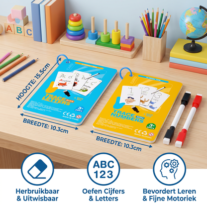 Herbruikbaar cijfer- en letteroefenboek voor kinderen