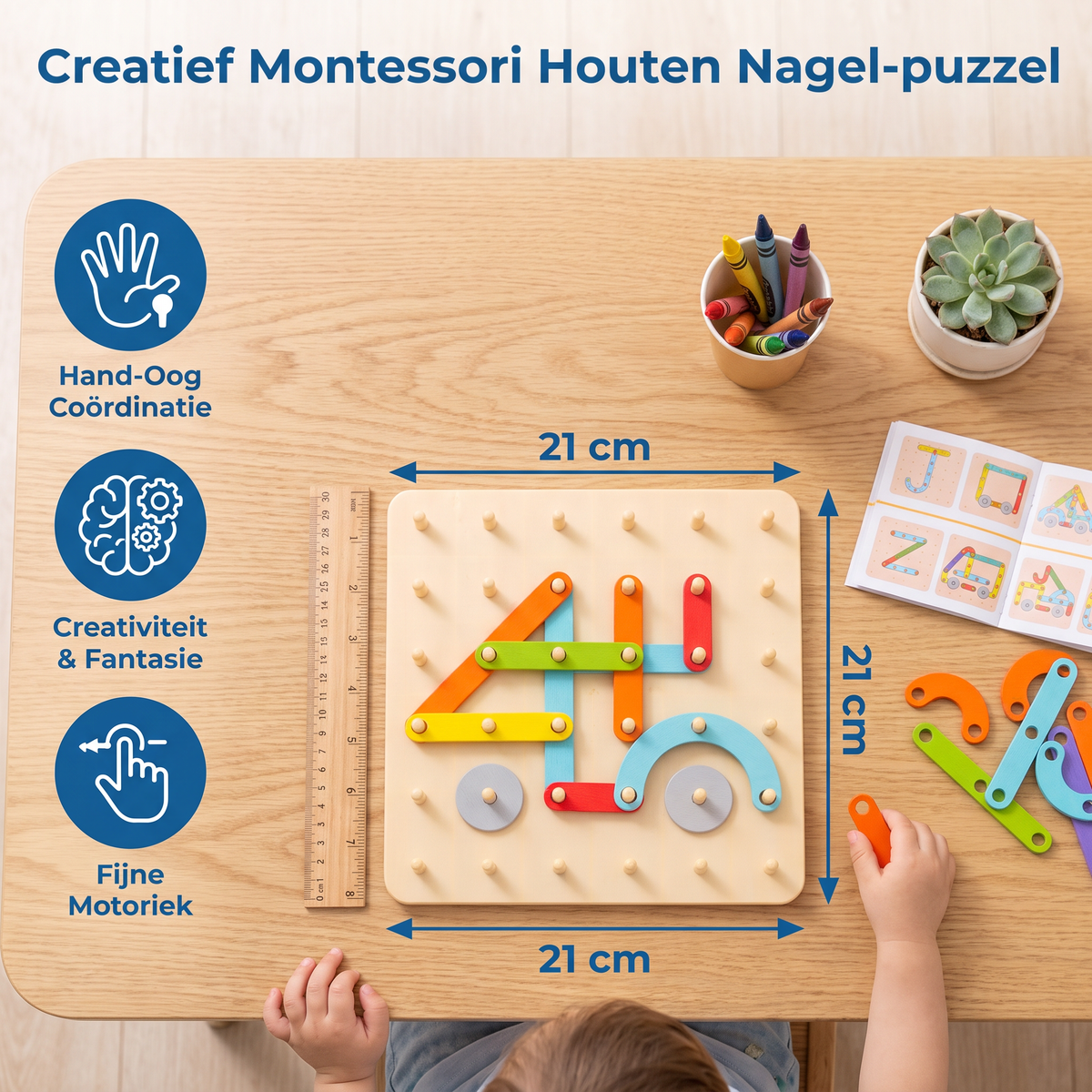Creatief Montessori houten nagel-puzzel speelgoed