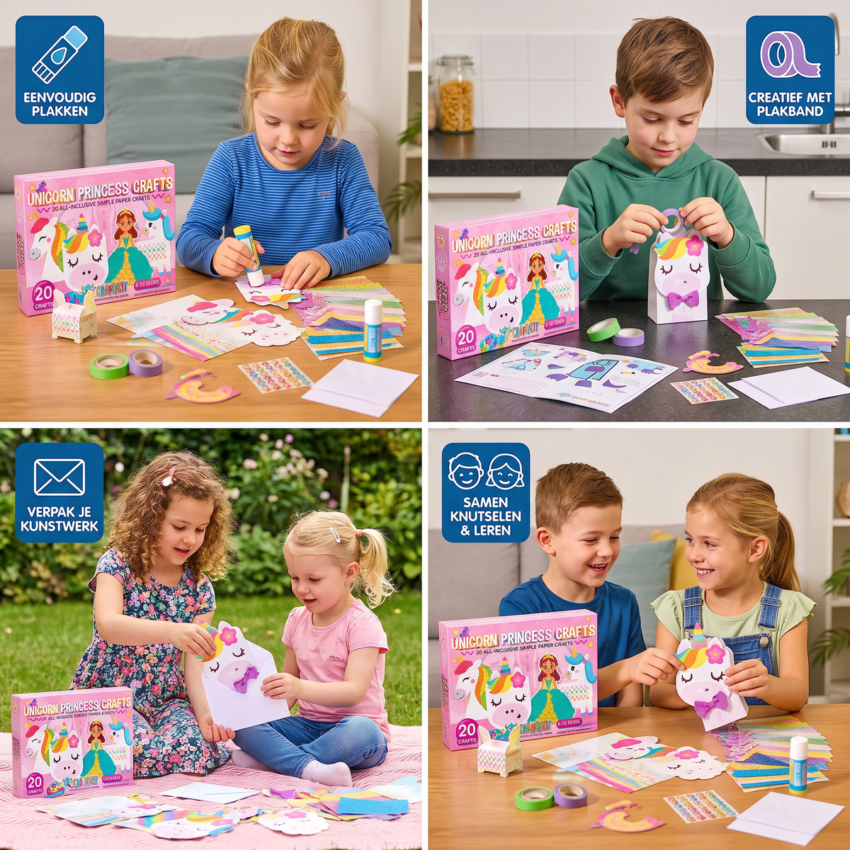 Kinder-Papierknutselbox – 20 Eenvoudige DIY-Knutselprojecten Voor Kinderen Van 3–10 Jaar Met Lijmstift, Plakband En Enveloppen