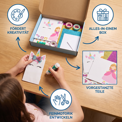 Kinder-Papierknutselbox – 20 Eenvoudige DIY-Knutselprojecten Voor Kinderen Van 3–10 Jaar Met Lijmstift, Plakband En Enveloppen